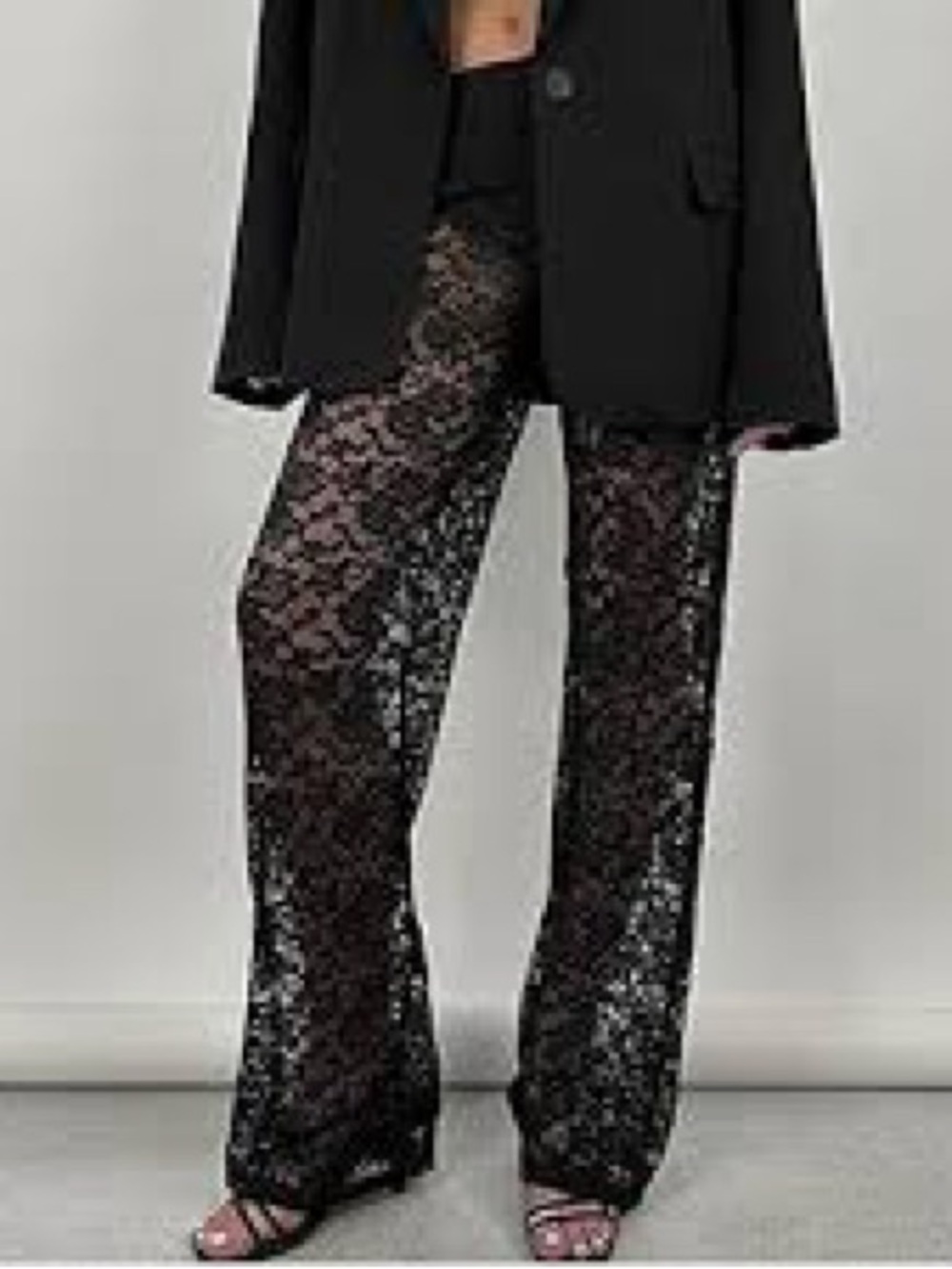 Hot Miami Styles Black Lace Flare pants